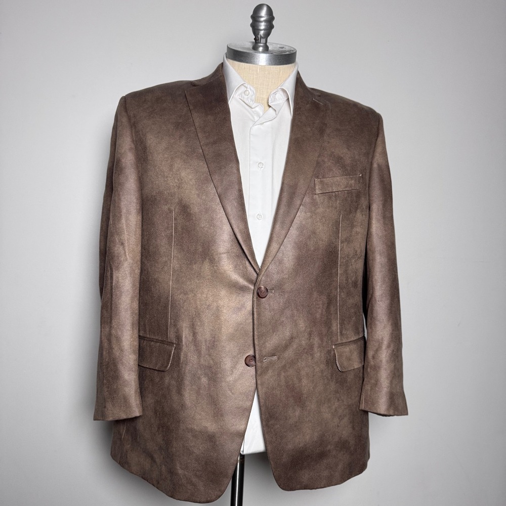 Thread & Twill Blazer Mens 48R Brown Solid Faux Suede Two Button Sport Coat